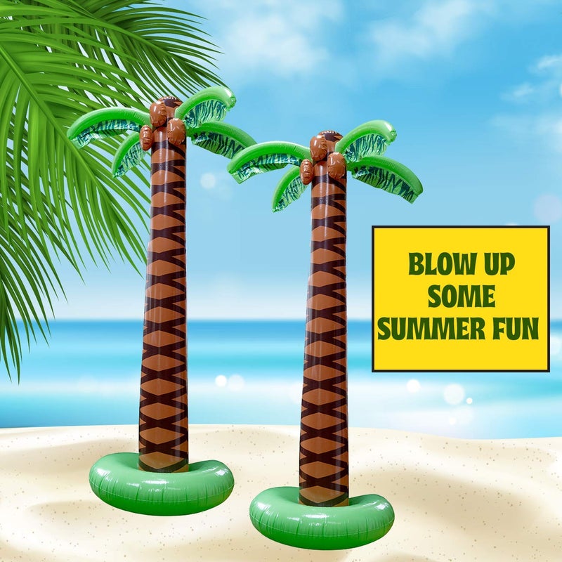 Kicko Inflatable Palm Tree, Pack of 2-66-Inch Giant Tropical Inflatable Trees - Hawaiian Party Decorations, Beach Luau, or Pool Decor - Fun Palm Tree Props for Birthday Parties and Outdoor Events - Image 2